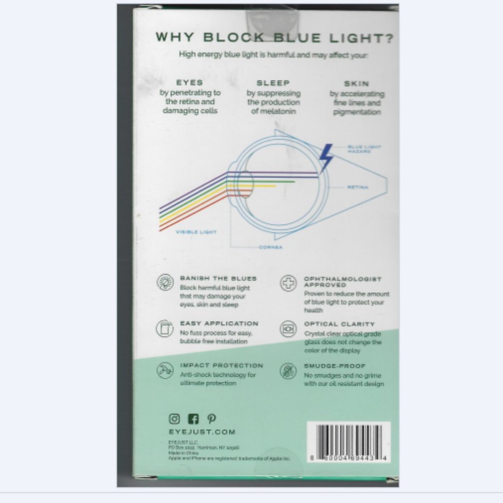 NWOT iPhone 12 Eye Just Blue Light Blocking Screen Protector - Picture 2 of 2